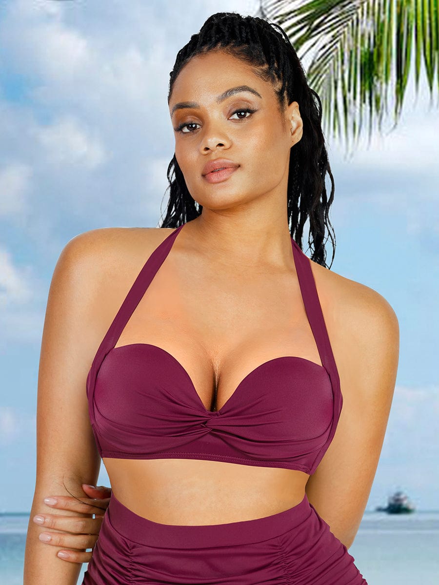 Wholesale Tankini Top With Strappy Detail And Bra Twist Knot Design
