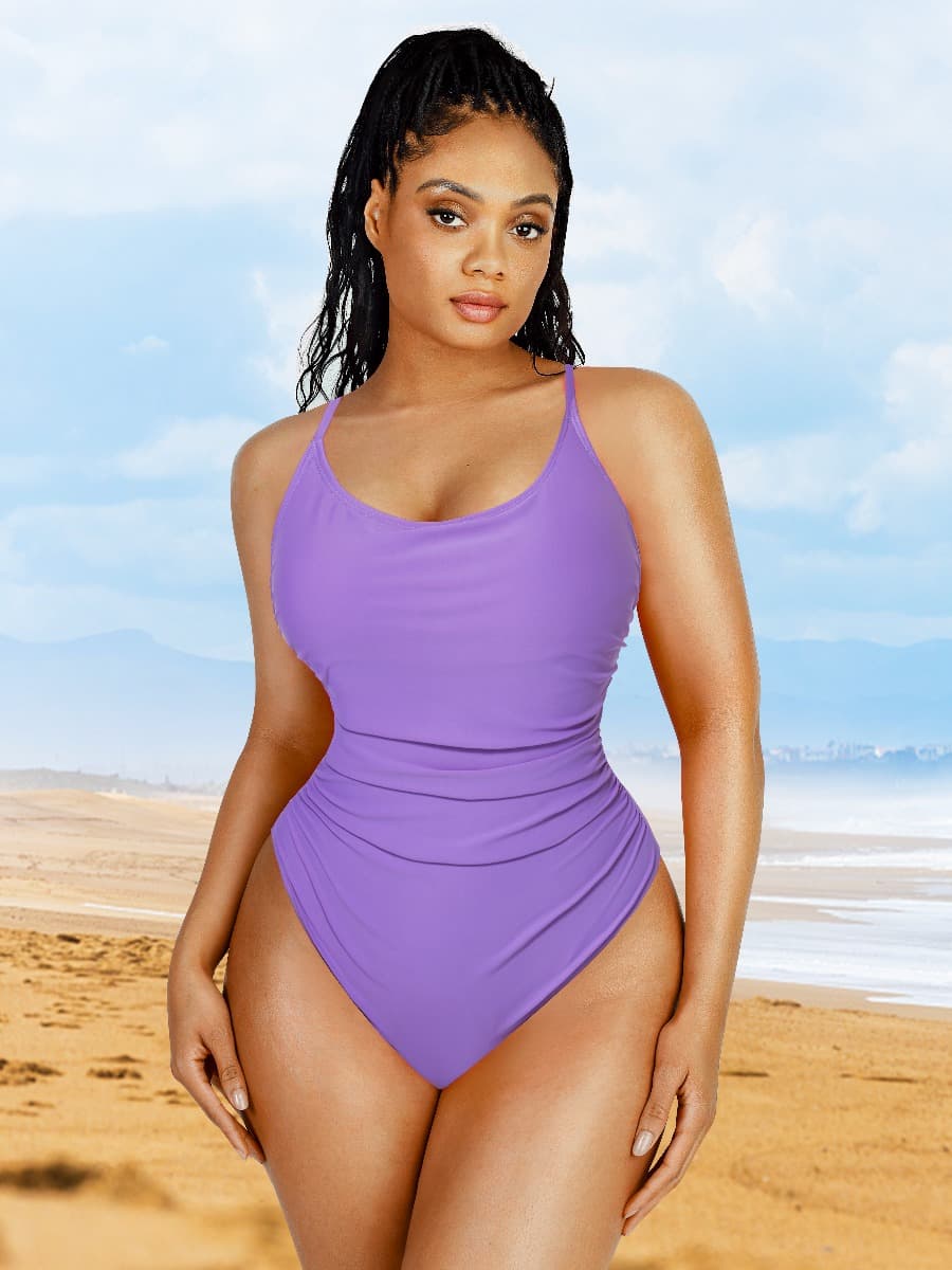 Wholesale One-Piece Shapewear Swimsuit With Abdominal Pleating Design