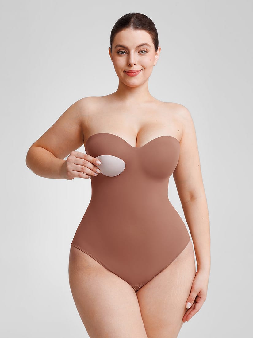 Wholesale Seamless Underwire Half Cup Shapewear Bodysuit with Removable Pads