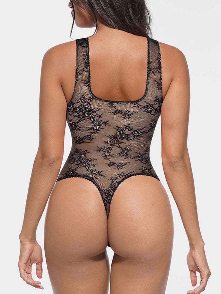 Wholesale Seamless Sexy Deep V-Neck Lace Shaping Thong Bodysuit