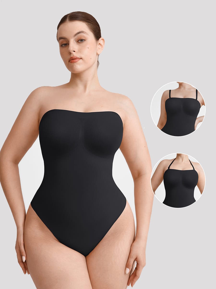 Wholesale Seamless Buttery Soft Strapless Tummy Control Thong Bodysuit SPU