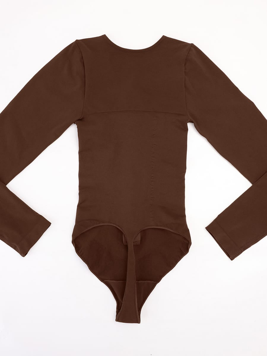 Wholesale Seamless Long Sleeve Zip-Up Shaping Bodysuit SPU