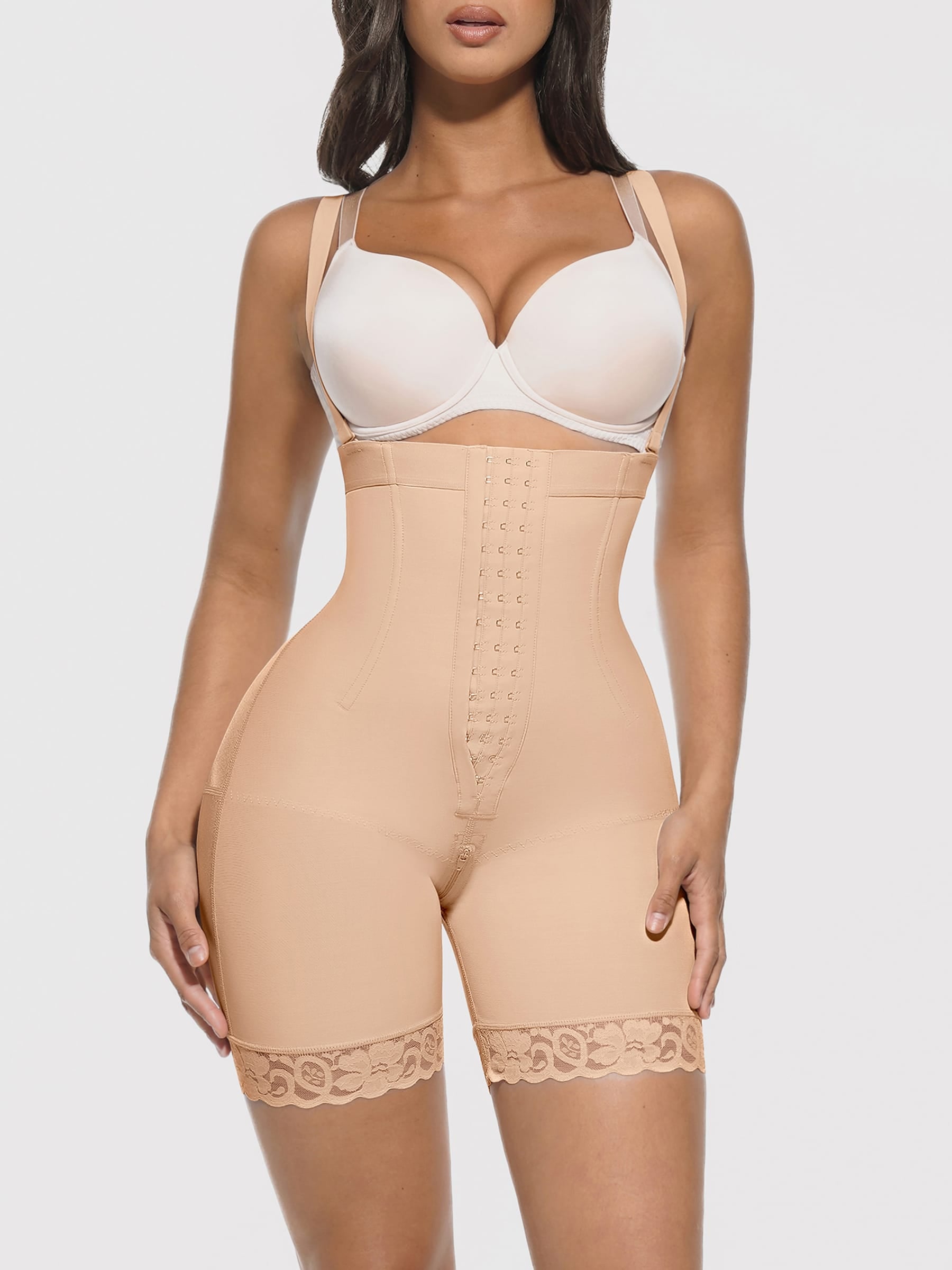 Wholesale Removable Straps Waist & Back Smoothing Shaper 4 Long Steel Bones Hourglass Faja Shapewear SPU