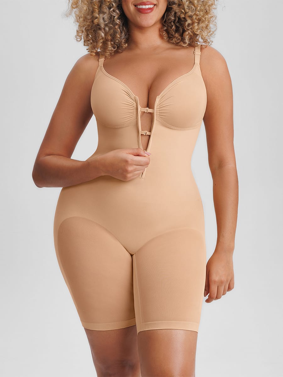 Wholesale Invisible Zip Seamless Shapewear Bodysuit Tummy Control Butt Lifting Adjustable Straps