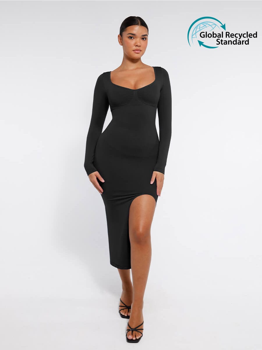 Wholesale Eco-friendly Seamless Bust Support Tummy Control High Side Slit Shaping Dress Wholesale Eco-friendly Seamless Bust Support Tummy Control High Side Slit Shaping Dress