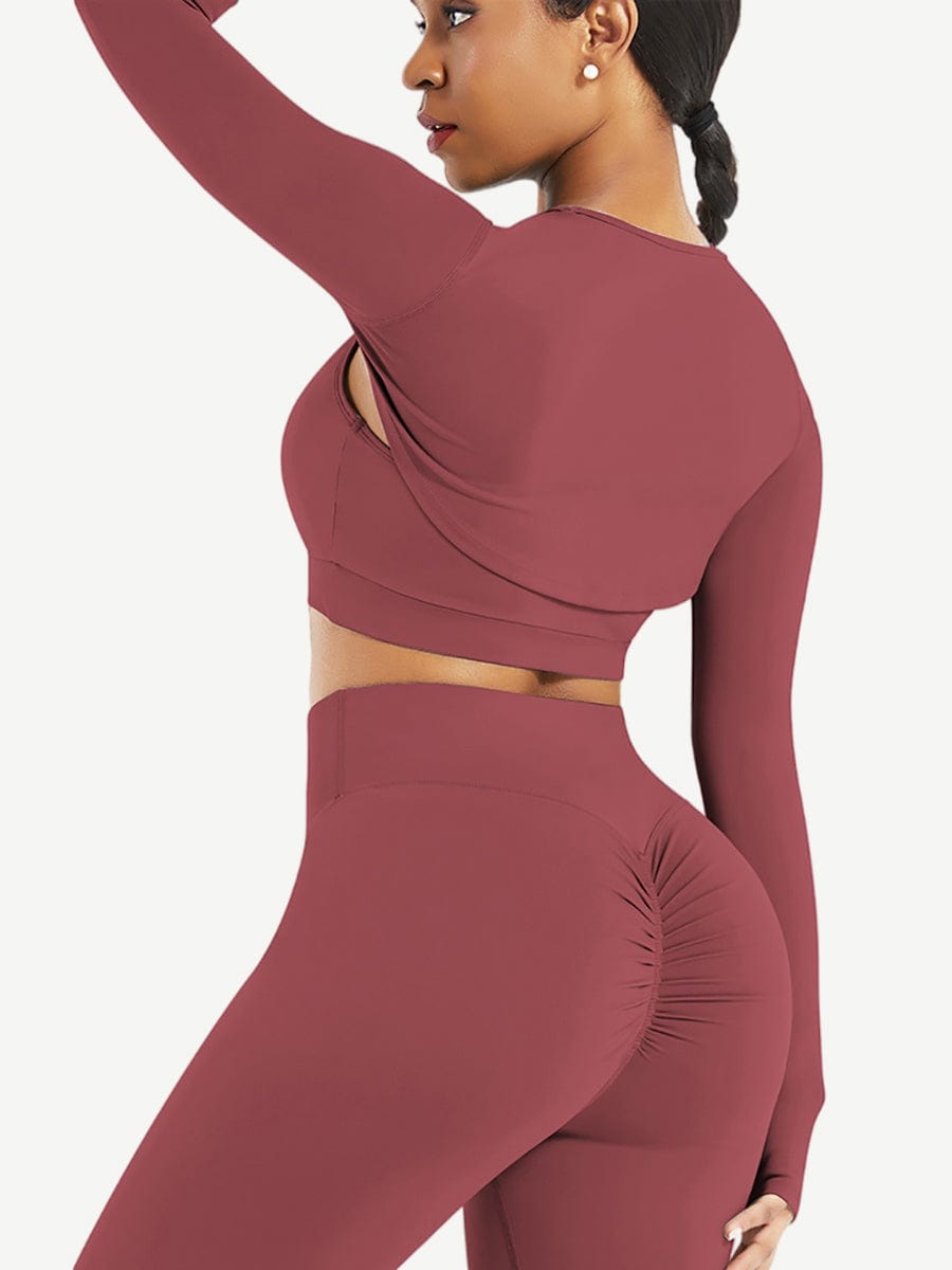 Wholesale Top Round Collar Long Sleeve Crop Top For Running