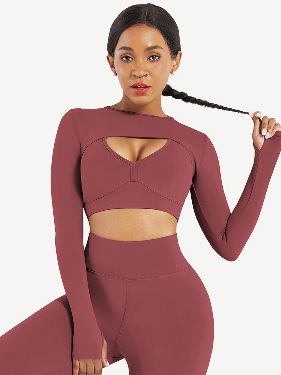 Wholesale Top Round Collar Long Sleeve Crop Top For Running