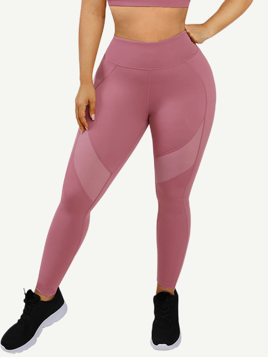 Wholesale Yoga Pants With See-through Tulle Splicing