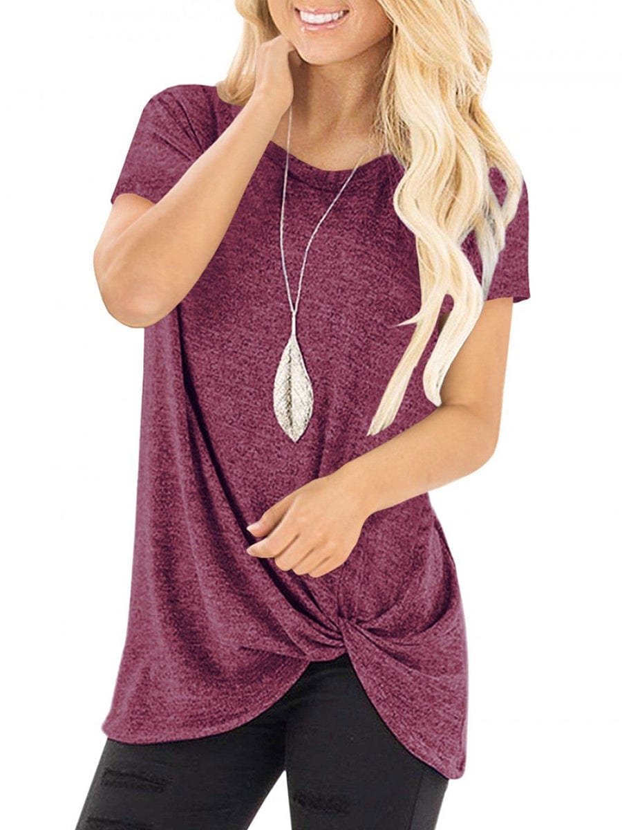 Wholesale T-Shirt Hip Length Irregualr Hem For Lounging