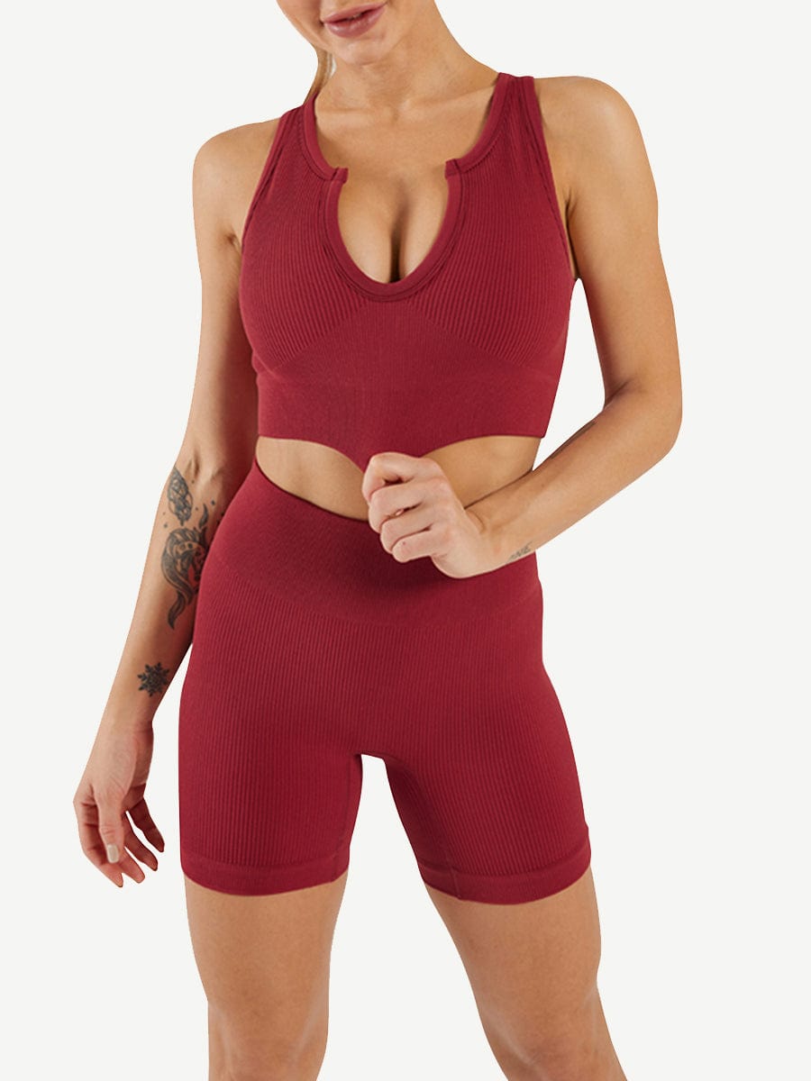 Wholesale Seamless Yogawear Suit Low Neckline Sleeveless Workout Clothes