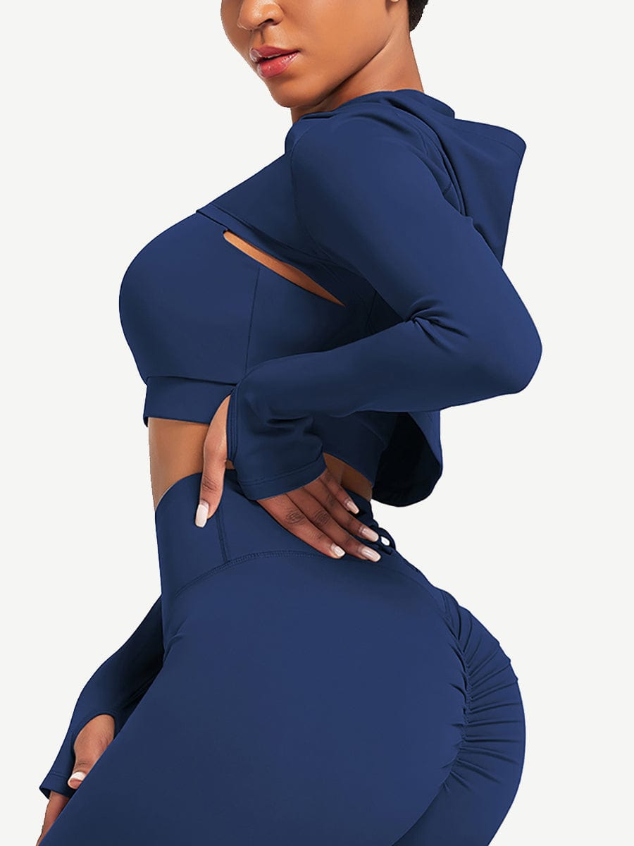 Wholesale Hooded Neck Detachable Cups Crop Top For Runner