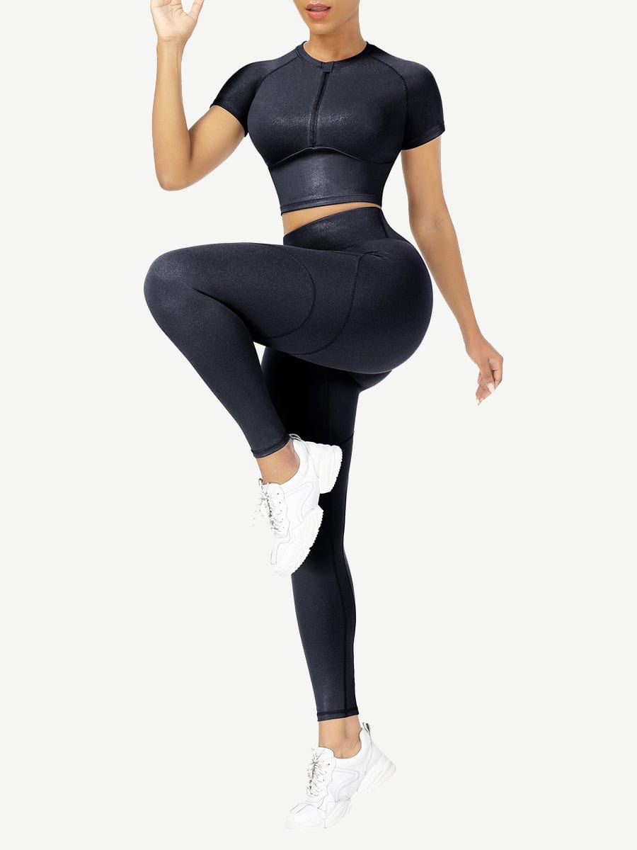 Wholesale Short Sleeves High Waist Yoga Suits For Fitness Moisture Wicking