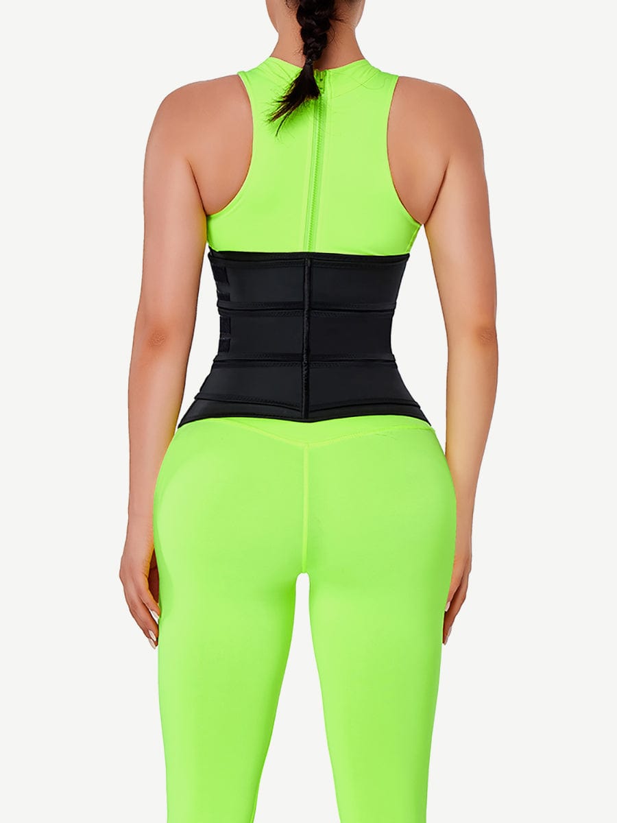 Wholesale Rose Red Tummy Waist Trainer 7 Steel Bones Latex Zipper Control Midsection