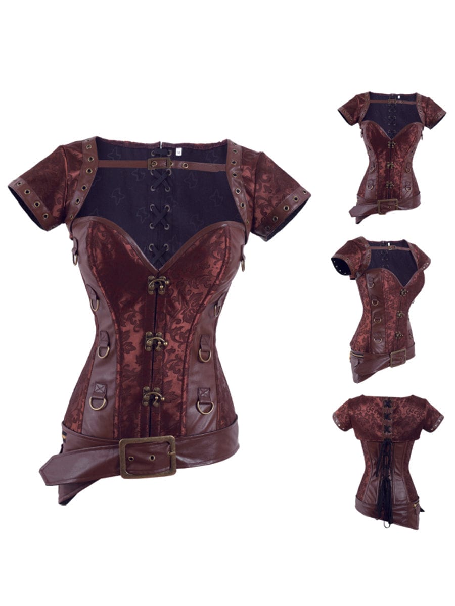 Wholesale Ladies Corset With Steel Sticks Brocade Pattern Retro Gothic Waist Trimmer