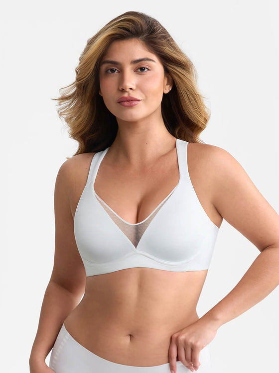 Wholesale Full Coverage Underwire Side Boning Mesh Plunge Minimizer Bra