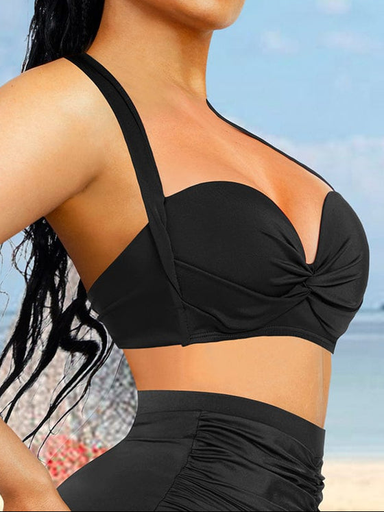 Wholesale Tankini Top With Strappy Detail And Bra Twist Knot Design