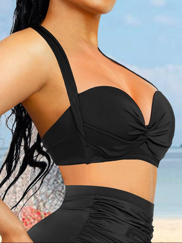 Wholesale Tankini Top With Strappy Detail And Bra Twist Knot Design