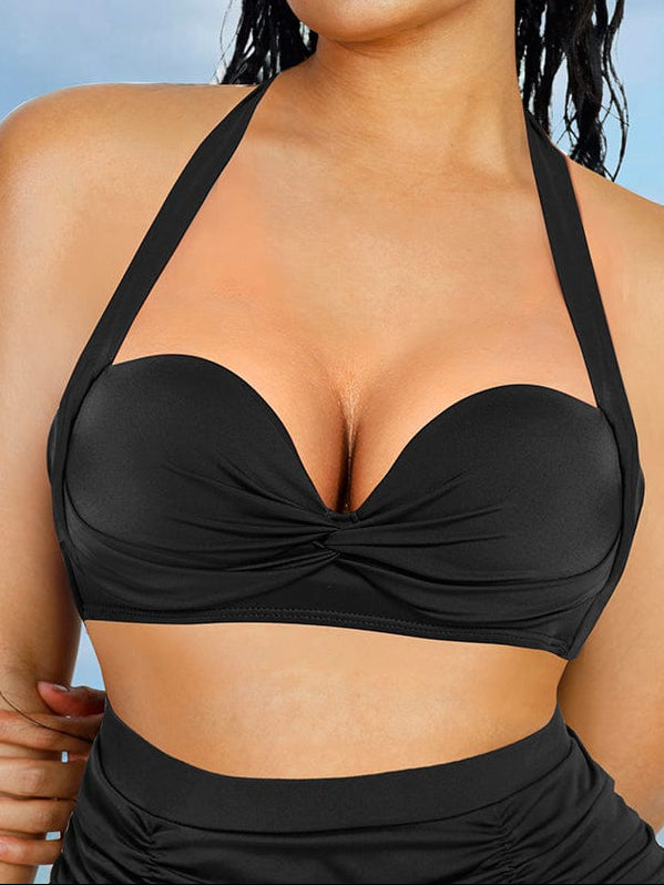 Wholesale Tankini Top With Strappy Detail And Bra Twist Knot Design