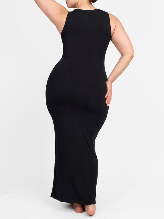 Wholesale Light Support Crew Collar Long Bulit-in Shapewear Dress