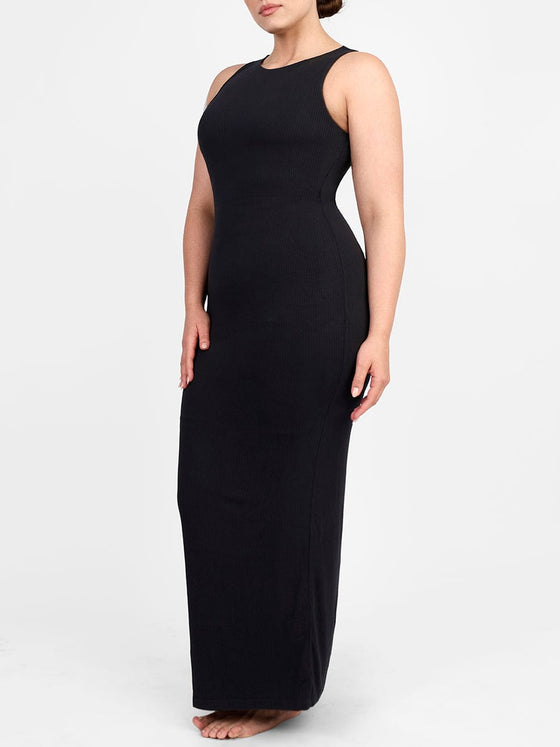 Wholesale Light Support Crew Collar Long Bulit-in Shapewear Dress