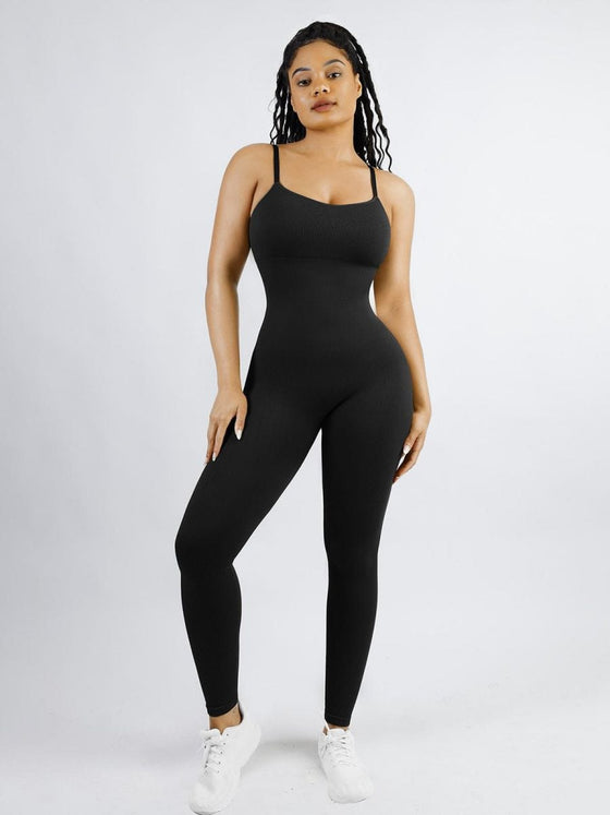 Wholesale High Stretchy Seamless Sling Tummy Control Jumpsuit Removable cup pads