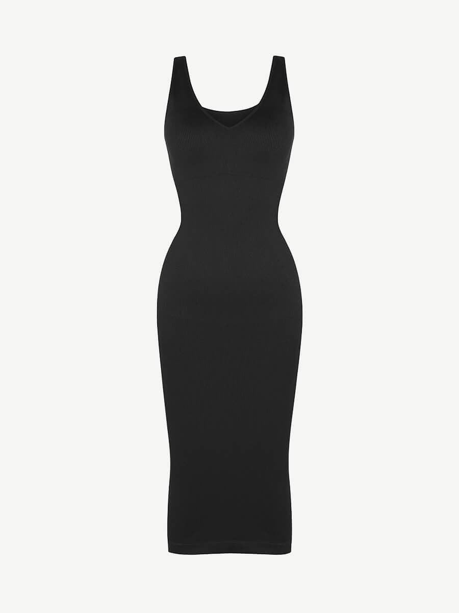 Wholesale Seamless Deep V-neck Waist Trimming Shaping Dress with Removable Pads