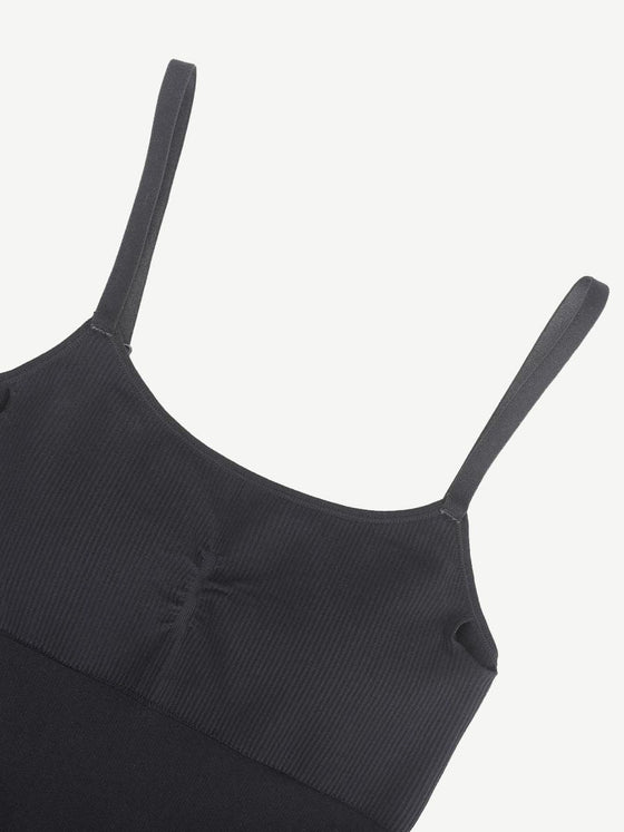 Wholesale High Stretchy Seamless Sling Tummy Control Jumpsuit Removable cup pads