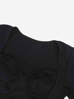Wholesale Retro Collar t-shirt Thong Bodysuit
