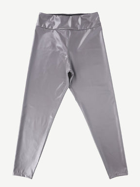 Wholesale Mid-Waist Silver Film Sauna Yoga Sports Pants