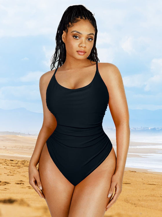 Wholesale One-Piece Shapewear Swimsuit With Abdominal Pleating Design