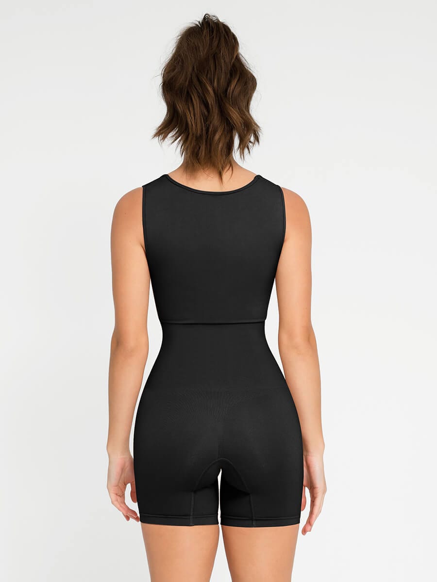 Wholesale🌿 Eco-friendly Seamless Square Neck Waist and Belly Shaping Jumpsuit