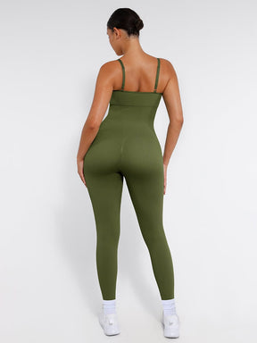 Wholesale High Stretchy Seamless Sling Tummy Control Jumpsuit Removable cup pads