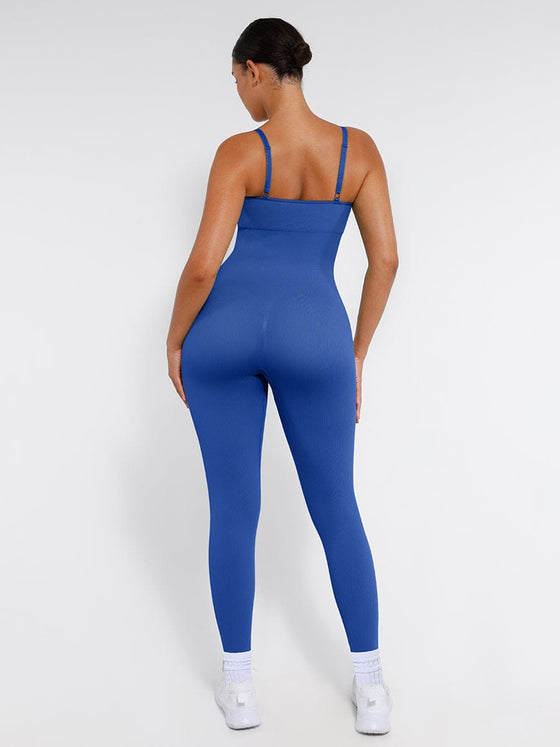 Wholesale High Stretchy Seamless Sling Tummy Control Jumpsuit Removable cup pads