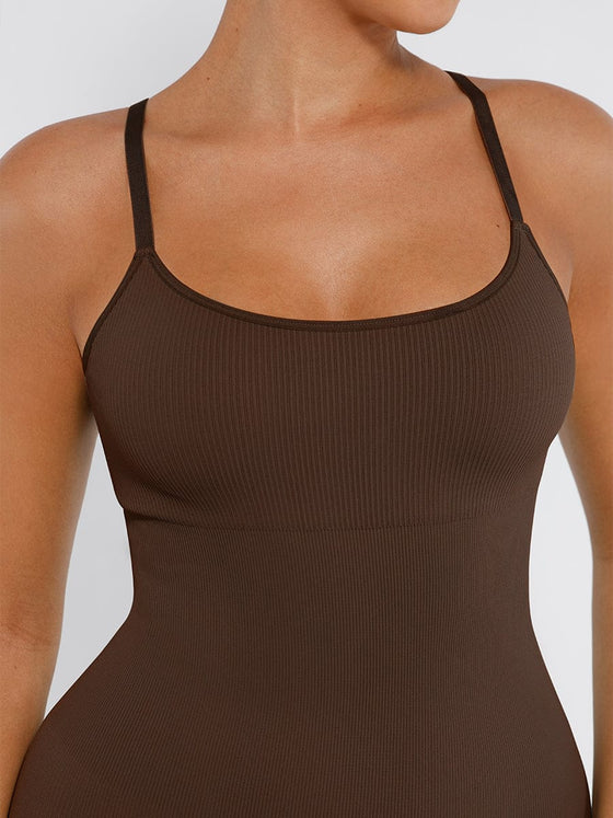 Wholesale High Stretchy Seamless Sling Tummy Control Jumpsuit Removable cup pads