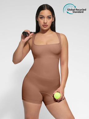 Wholesale🌿 Eco-friendly Seamless Square Neck Waist and Belly Shaping Jumpsuit