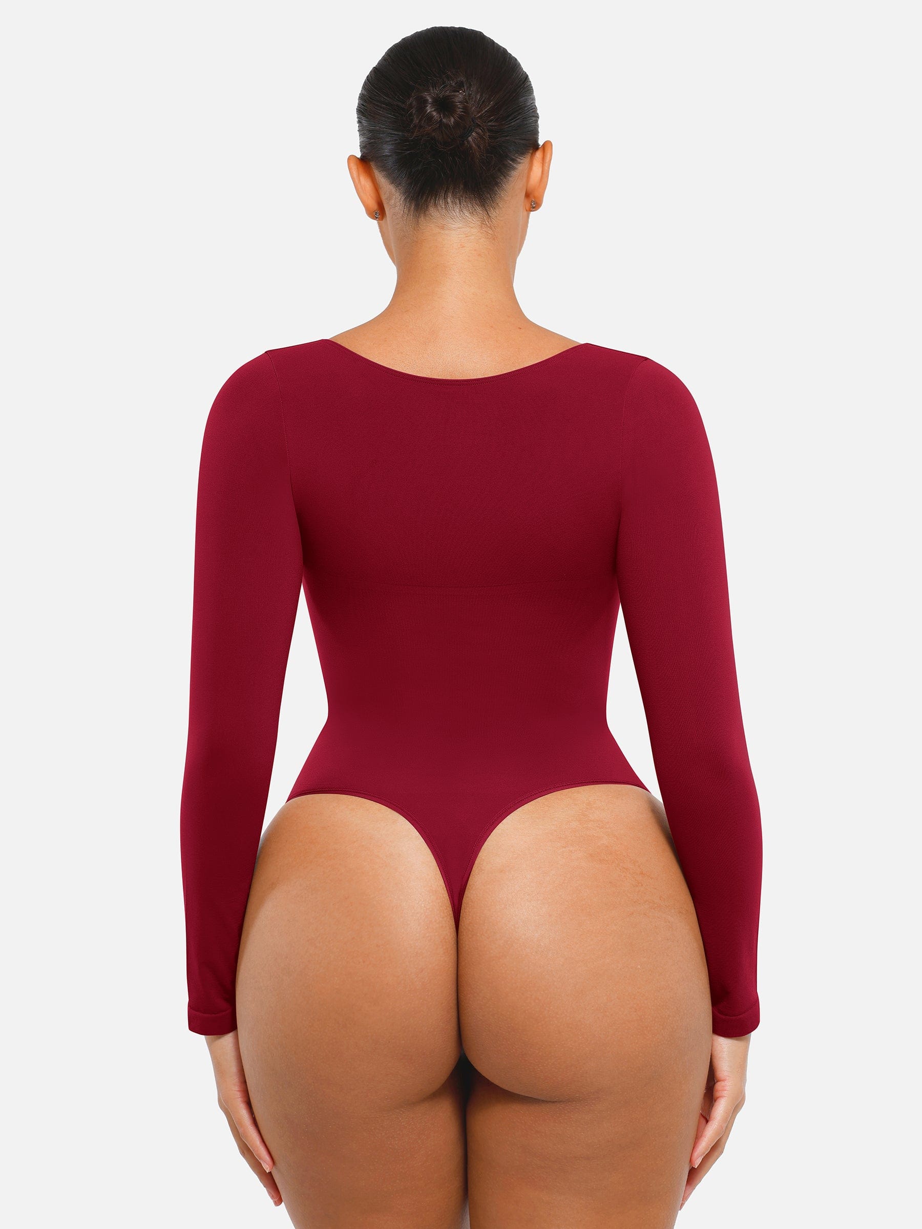 Wholesale Seamless Long Sleeve Chest Support Tummy Control Thong Bodysuit