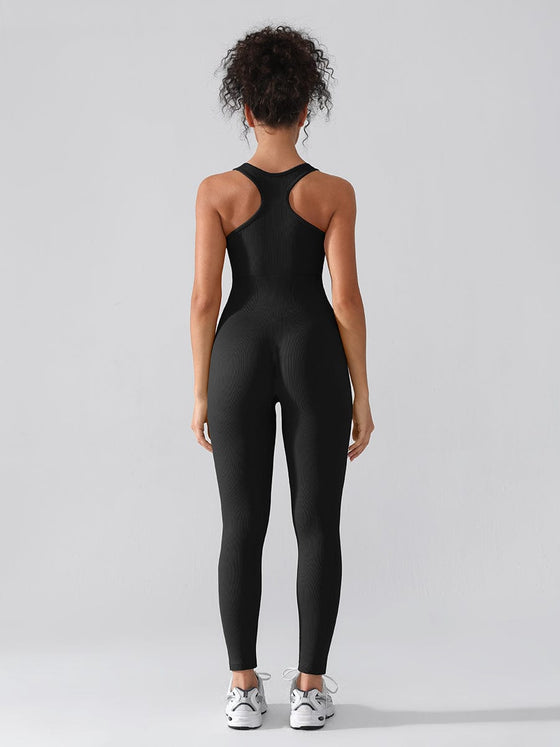 Wholesale Seamless Zip Front Full-Length Racerback 2-in-1 Sport Shaping Jumpsuit