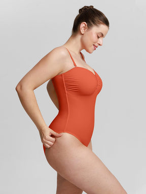 Wholesale Strapless U Wire Mesh Tummy Control One Piece Shapewear Swimsuit with Removable Pads