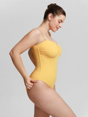 Wholesale Strapless U Wire Mesh Tummy Control One Piece Shapewear Swimsuit with Removable Pads