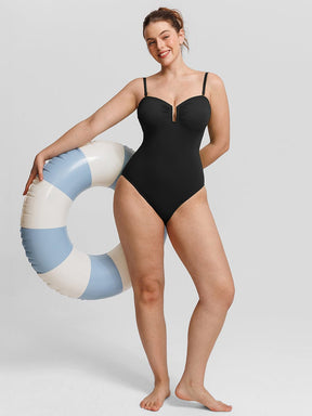 Wholesale Strapless U Wire Mesh Tummy Control One Piece Shapewear Swimsuit with Removable Pads