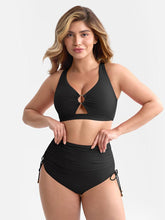 Wholesale Deep V Metal Ring Drawstring Tummy Control Swimsuit with Removable Pads