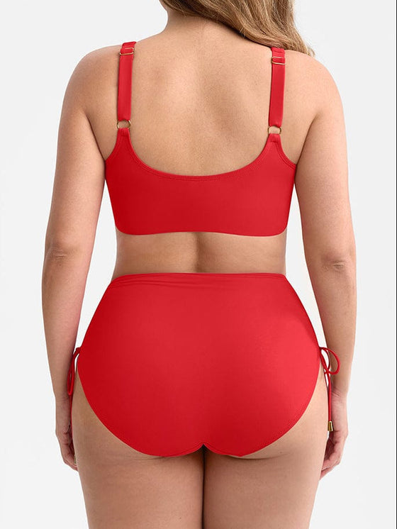 Wholesale Deep V Metal Ring Drawstring Tummy Control Swimsuit with Removable Pads