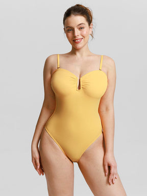 Wholesale Strapless U Wire Mesh Tummy Control One Piece Shapewear Swimsuit with Removable Pads