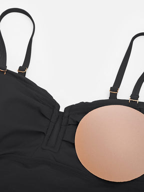 Wholesale Strapless U Wire Mesh Tummy Control One Piece Shapewear Swimsuit with Removable Pads