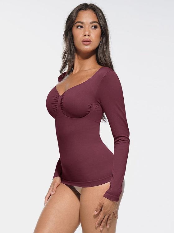 Wholesale Seamless Diamond Neck Bust Support Waist and Tummy Control Shaping Top