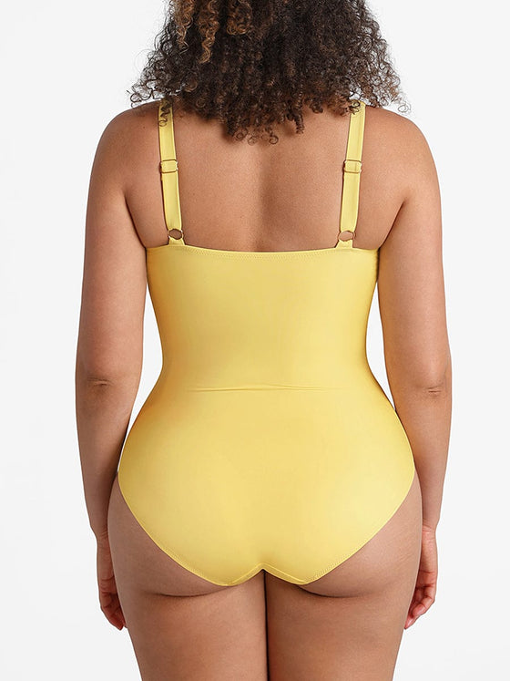 Wholesale Waist Shaping Mesh Eco Lining Ruched Brief One Piece Swimsuit with Pads