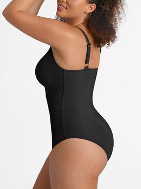 Wholesale Waist Shaping Mesh Eco Lining Ruched Brief One Piece Swimsuit with Pads