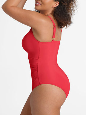Wholesale Waist Shaping Mesh Eco Lining Ruched Brief One Piece Swimsuit with Pads