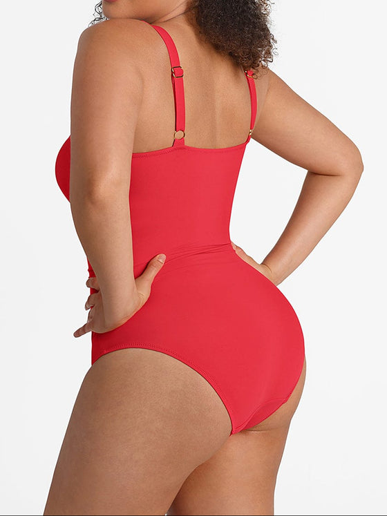 Wholesale Waist Shaping Mesh Eco Lining Ruched Brief One Piece Swimsuit with Pads
