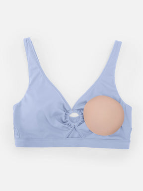 Wholesale Deep V Metal Ring Drawstring Tummy Control Swimsuit with Removable Pads